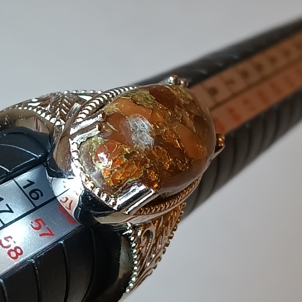Size 7**Elongated Matrix Fire Opal Ring - Picture 11 of 13